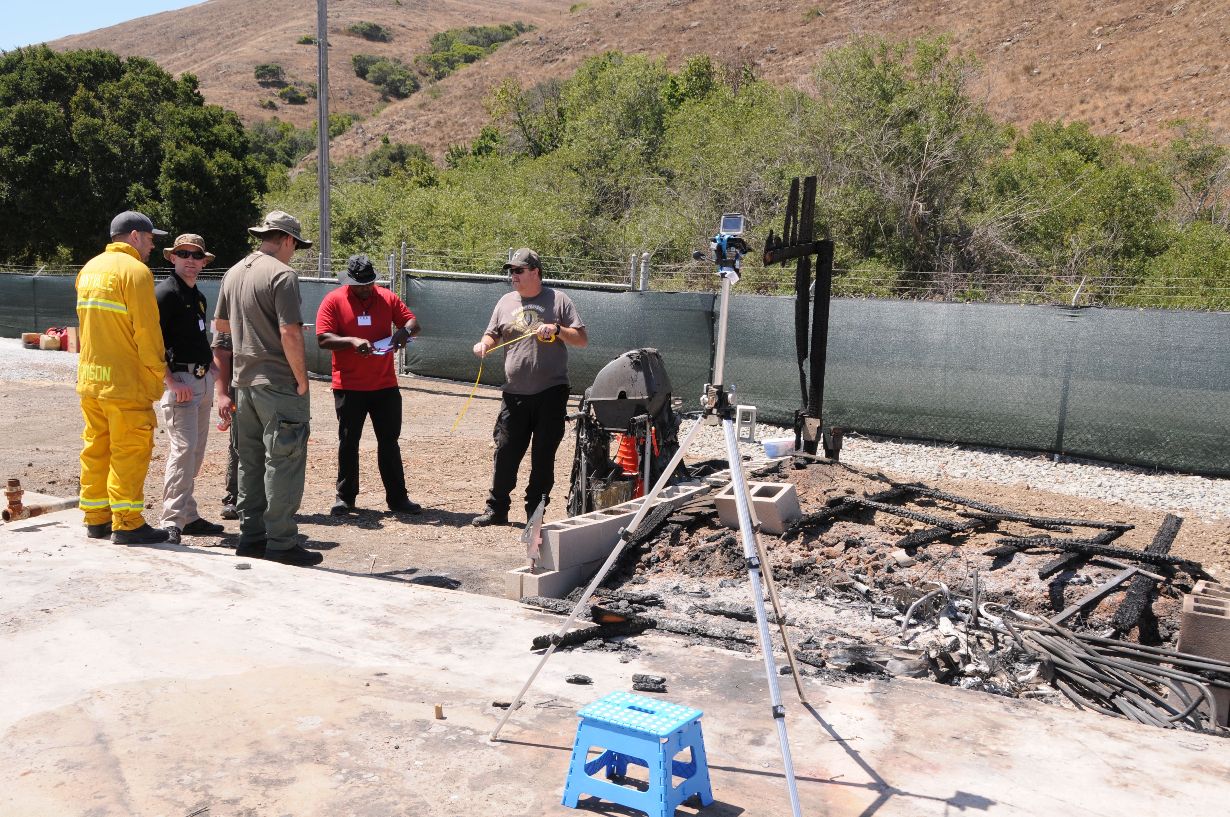 Students conducting hands-on fire investigation training